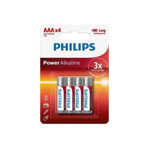 Pack de 4 Piles Philips Power Alkaline LR03 Micro AAA