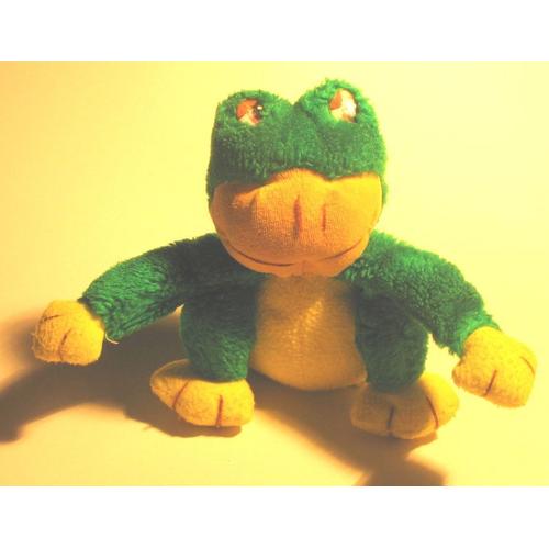 Peluche Grenouille Verte Et Jaune - 17 Cm