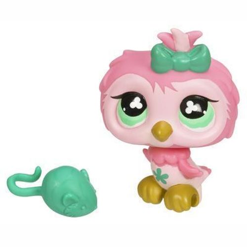 Littlest Petshop - Hibou Chouette Oiseau Rose Et Sa Souris Verte N°781