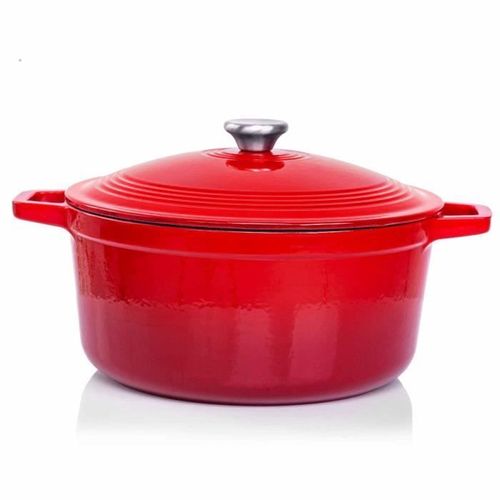 Cocotte En Fonte Ronde Veohome - Marmite Compatible Induction - Faitout 6 Litres - Diamètre 28cm