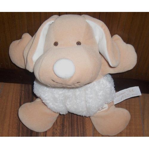DOUDOU PELUCHE CHIEN MARRON BEIGE TIAMO TI AMO 25 CMS