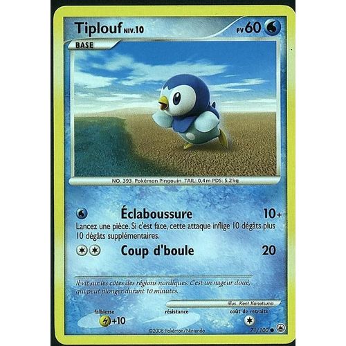 Carte Pokemon Tiplouf 60pv 71/100 Aube Majestueuse