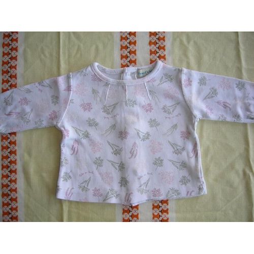 Polo Bout'chou Blanc Avec Petites Fleurs