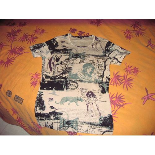 T-Shirt Gémo - Imprimé - Manches Courtes - Taille 38/40 Ou M
