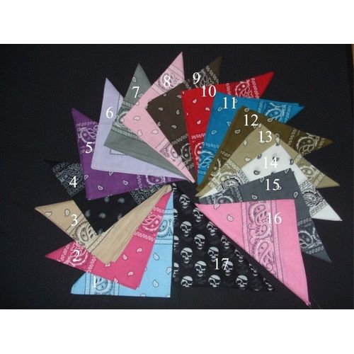 Lot 4 Bandana - 100% Coton - Couleurs Au Choix 17 Coloris Disponibles