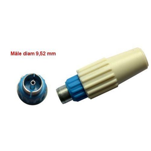 Fiche mâle TV coaxiale diam 9,52 mm: 50009 LEGRAND embout bleu