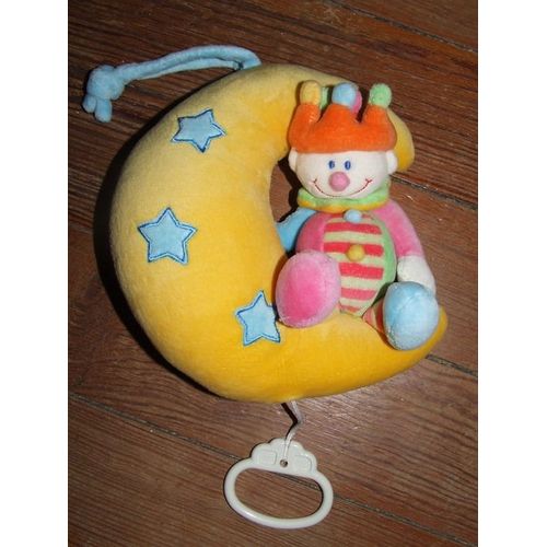 Roi Prince Jollybaby Priscilla Larsen Musical Arlequin Doudou Boite A Musique Jolly Baby Peluche Multicolore Lune