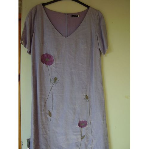 Robe Cacharel, Manches Courtes, Parme Fleuri, Doublée