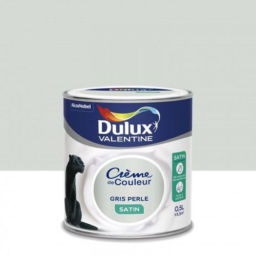 Peinture Crème de Couleur Dulux Valentine satin gris perle 0 5L