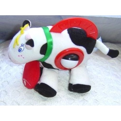 Chicco Doudou Vache Blanche Et Noire Avec Anneau Dentition + Grelots Et Billes En Velours 16 Cms