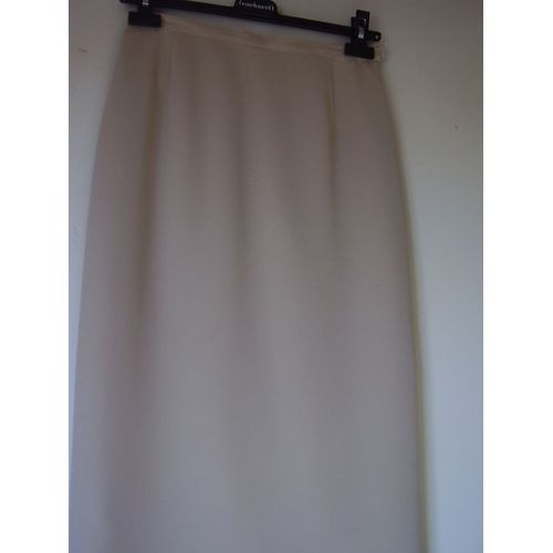Jupe Beige, Longue, Doublée, Fendue Derriere, Cacharel