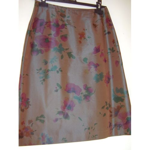 Jupe Cacharel, Marron, Imprimé Fleuri Discret, Doublée