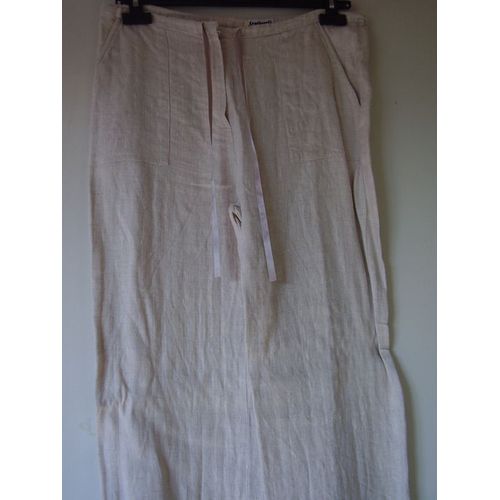 Pantalon Large, Droit, Cacharel, Beige, Noué À La Taille Par Un Ruban