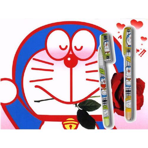 Lot De 2 Stylo Doraemon En Vert Et Jaune