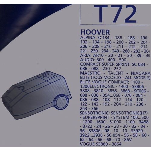 Menalux T 72 - lot de  10 Sac aspirateur pour Hoover