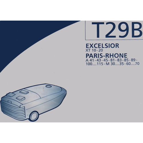 Menalux T 29 B  - lot de  5 Sac aspirateur  pour Excelsior XT 10-20 - Paris-Rhone A41 ... 115 - M30 ... 70