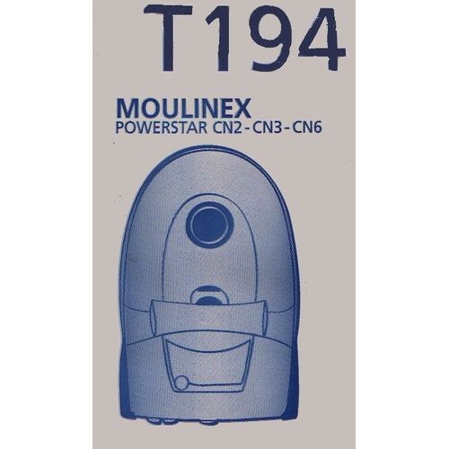Menalux T 194 - lot de  5 Sac aspirateur pour MOULINEX POWERSTAR CN2 - CN3 - CN 6