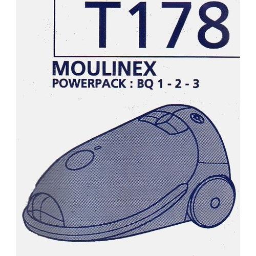 Menalux T 178 - lot de  10 Sacs aspirateur pour MOULINEX   POWERPACK BQ 1 - 2 - 3
