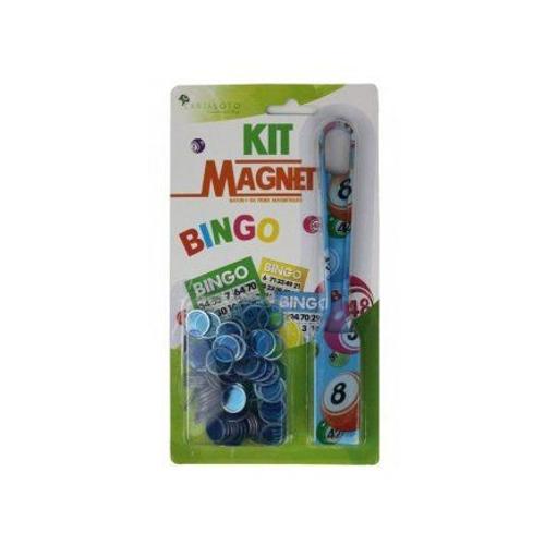 Kit Baton Magnetique Ramasse Jetons Symboles + 100 Pions Loto Aimante - Bleu - Accessoires Jeu Bingo, Quine - Set 2 En 1 + Carte