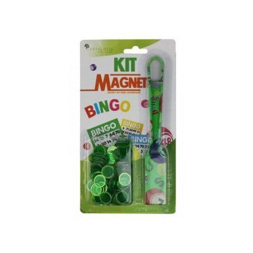 Baton Ramasse Jetons Vert + 100 Pions Loto Magnetiques - Kit Accessoires Bingo 2 En 1 - Nouveau Design - Set Jeu Kermesse + Carte