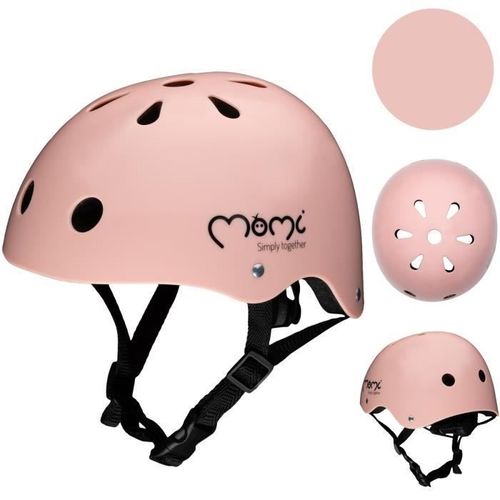 Momi Mimi - Casque Enfant Vélo Scooter - Tour De Tête 47-58 Cm - Abs Eps - Mentonnière Réglable - Rose Mat