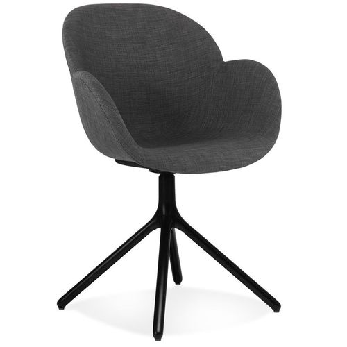 Chaise Avec Accoudoirs 'libra' En Tissu Gris Foncé Et Métal Noir