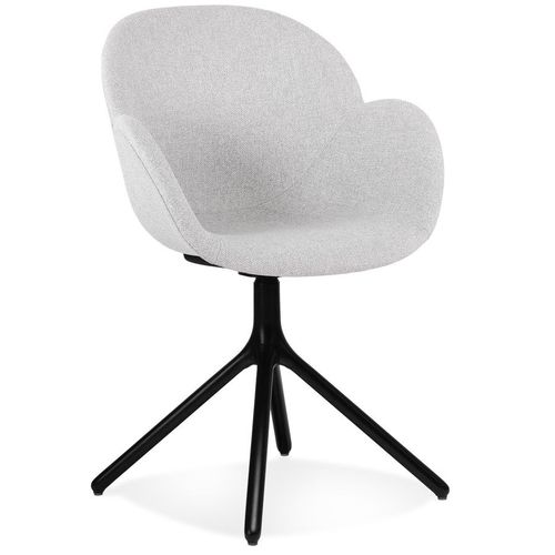 Chaise Avec Accoudoirs 'libra' En Tissu Gris Clair Et Métal Noir