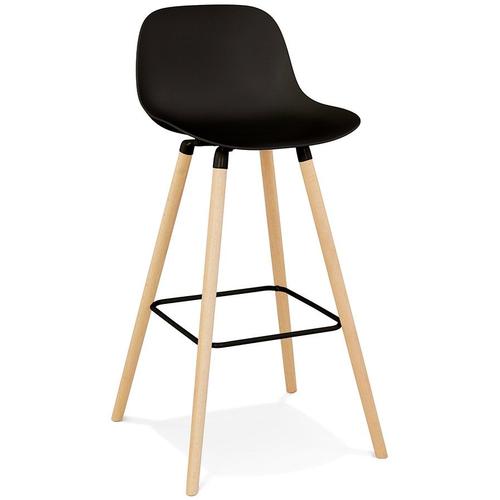 Tabouret De Bar 'tatsu' Noir Avec Pieds En Bois Naturel