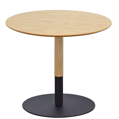 Table Basse Design Ronde 'dila H40' En Bois Finition Naturelle Et Métal Noir