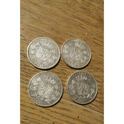 Lot De 4 Pièces De 5 Francs Belge Argent