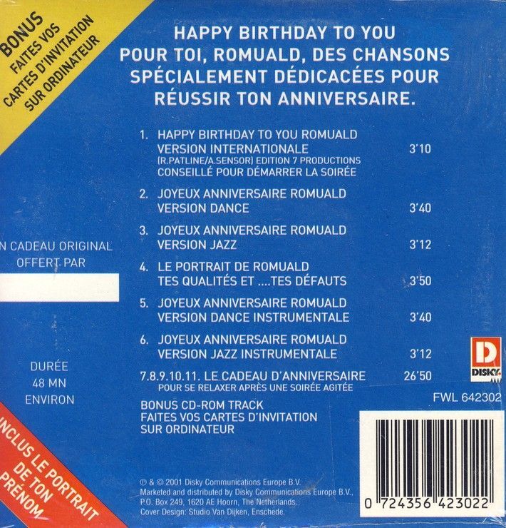 Joyeux Anniversaire Romuald Cd Rakuten