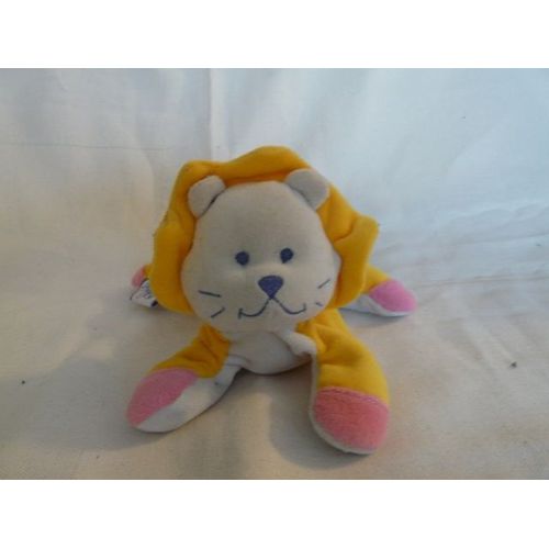 Lion Bebe Confort Doudou Hochet Grelot Aimenté Beige Jaune Rose Peluche De 20 Cms Allongé Couché