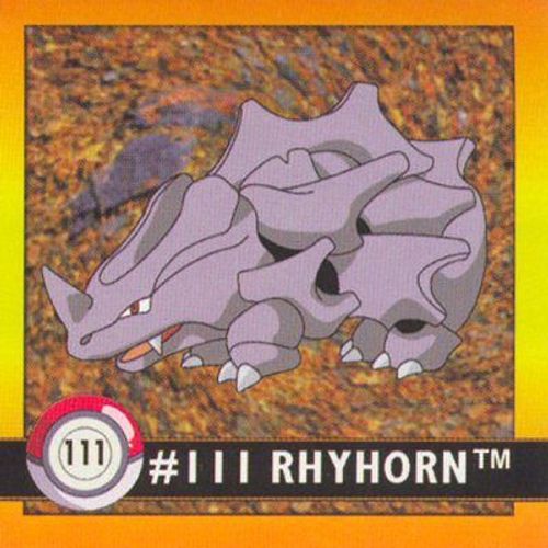 Carte Sticker Pokemon Artbox - #111 - Rhyhorn /  Rhinocorne - Série 1 - Gotta Catch'em All -1995-1996 - Us