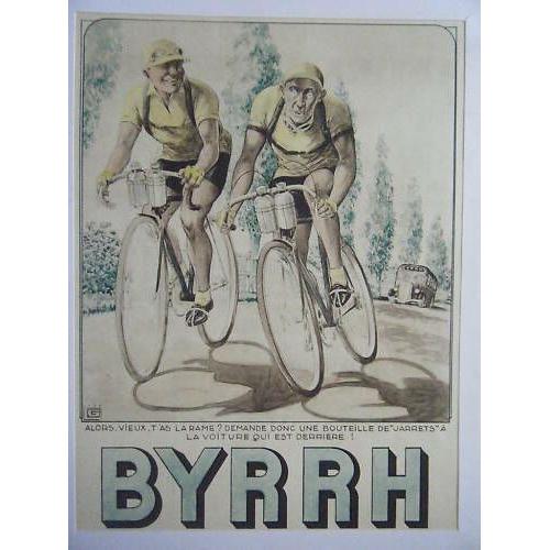 Composition Aquarellee 20ème Publicite Byrrh Cyclistes
