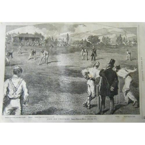 Gravure Sur Bois 19è Jeu De Cricket A Paris