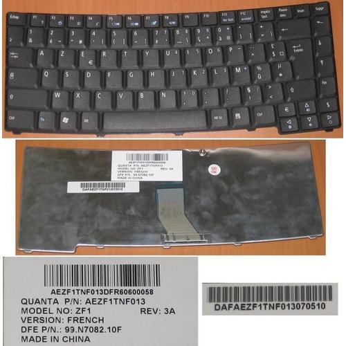 Clavier Azerty Français pour ACER TM 8100 - Noir, Model FZ1 REV 3A, DFE P/N: 99.N7082.10F, Quanta P/N: AEZF1TNF013