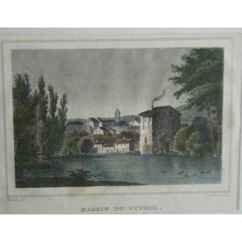 Gravure Sur Acier Aquarellee 19ème Bassin Du Vivier Charente Maritime