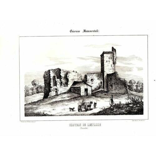 Lithographie 19è Guienne Monumentale Chateau De Lesparre Gironde