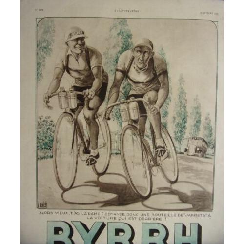 Composition Couleur 20ème Publicite Byrrh 2 Coureurs Cyclistes
