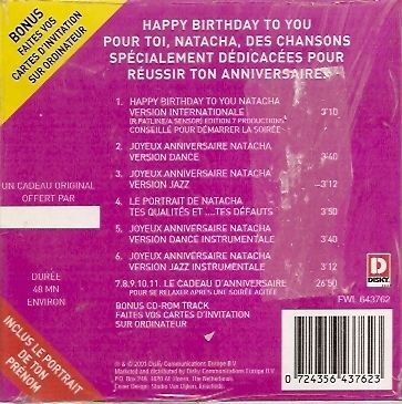 Joyeux Anniversaire Natacha Cd Rakuten