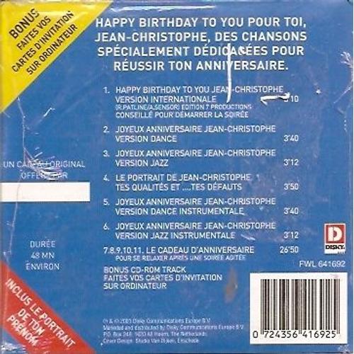 Joyeux Anniversaire Jean Christophe Cd Rakuten