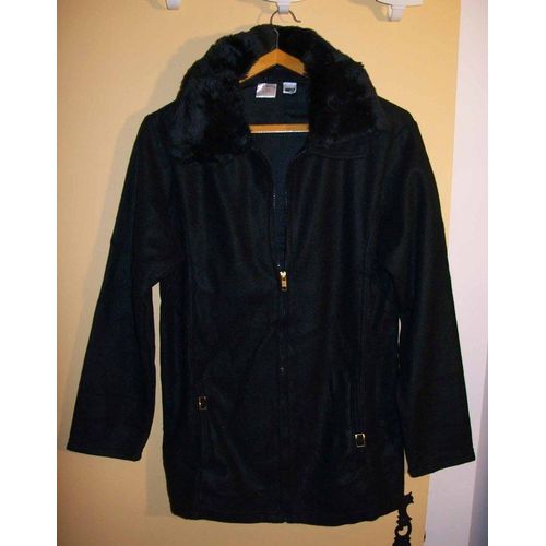 Veste Noire Col Fourrure