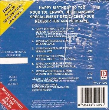 Joyeux Anniversaire Erwan Cd Rakuten