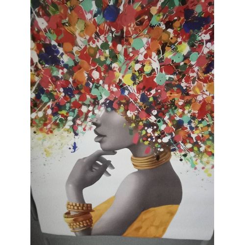 Toile femme aux cheveux multicolores