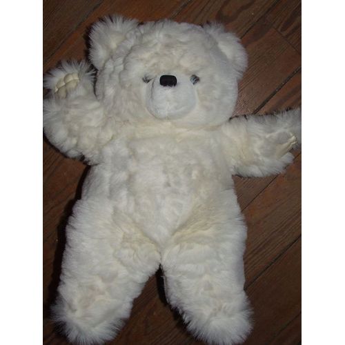 Ours Boulgom Blanc Pour Le Printemps Edition Limitée Doudou Peluche Gros Modèle De 45 Cms