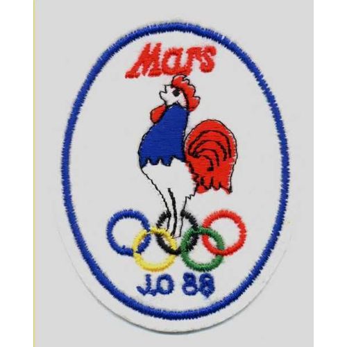 Mars Jo 88 Ecusson De 9.5 Cm Ovale En Feutre Blanc Brode