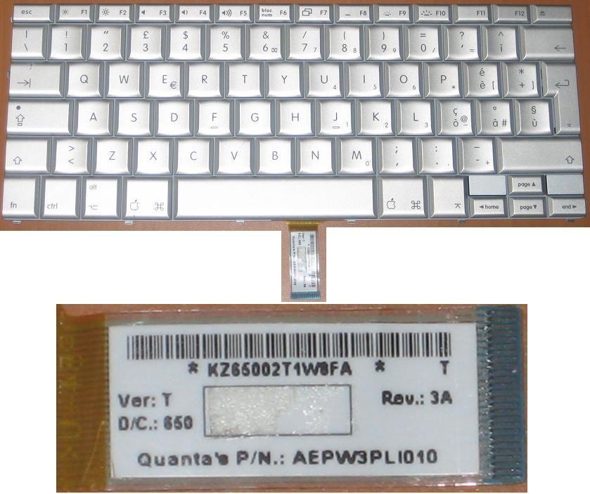 Clavier QWERTY ITALIEN pour APPLE F922 7183 MacBook Pro 15, P/N:  KZ65002T1W8FA, AEPW3PL