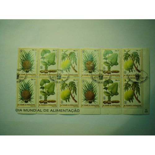 Bloc De 12 Timbres - Fruits