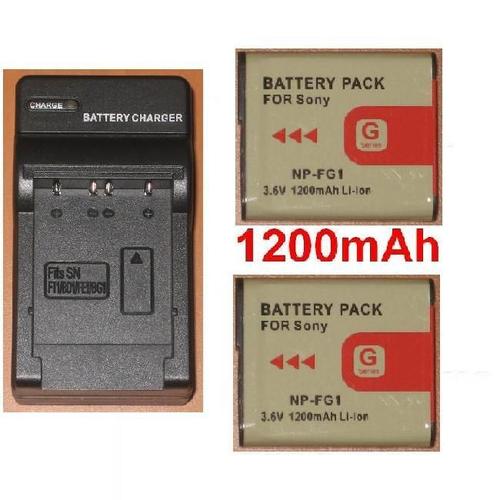 Chargeur + 2 Batteries  NP-BG1 NP-FG1 pour Sony DSC-H9, DSC-H7, DSC-H3, DSC-H5, DSC-W30 **1200mAh**