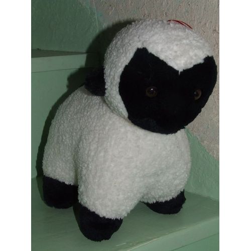 Doudou Mouton Cedatec Peluche Blanc Noir 35 Cms